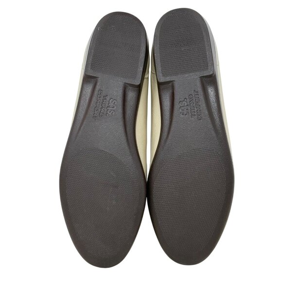 SAS Womens Metro Taupe Web Linen Tan Leather Loafers Size 9M Silvertone Horsebit - Picture 8 of 9